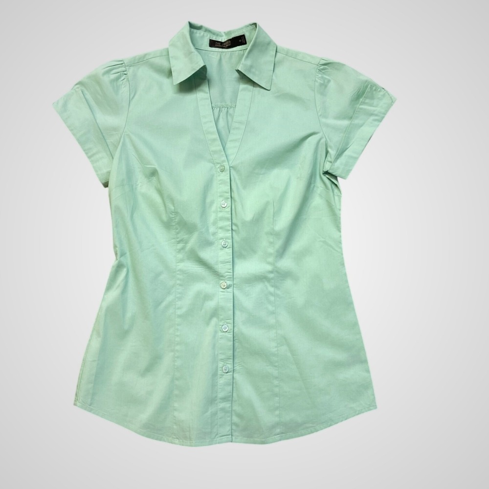 The Limited Essential Shirt Women XS Mint Green Excellent Short Sleeve Button Up
